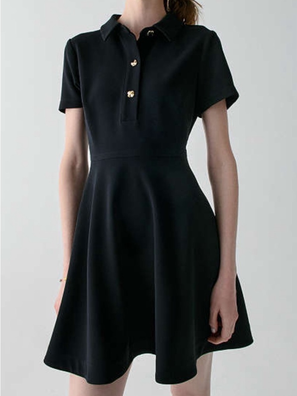 kate spade Black Short-Sleeve Polo Fit-and-Flare Mini Dress